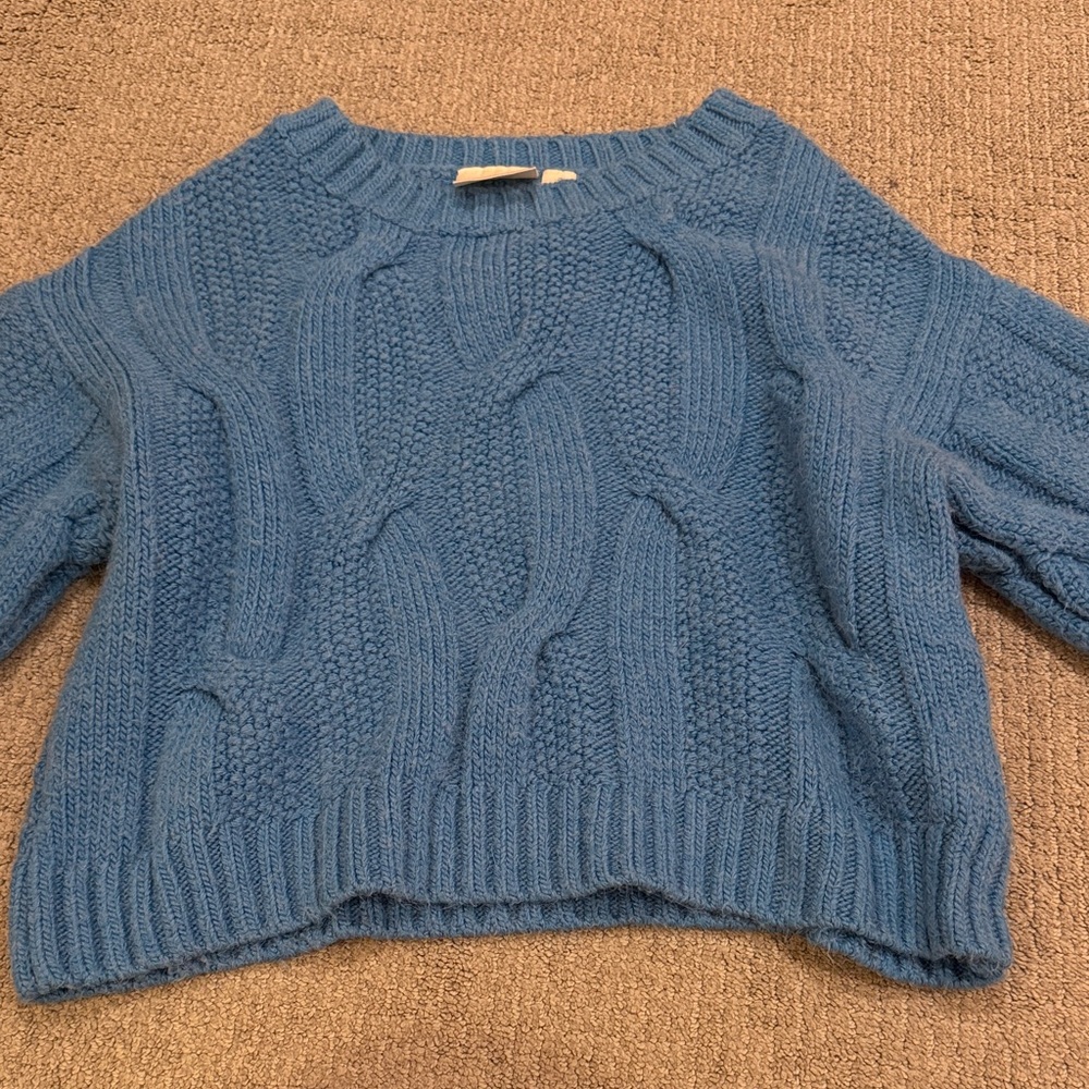 Anthropologie Blue Cable Knit Sweater